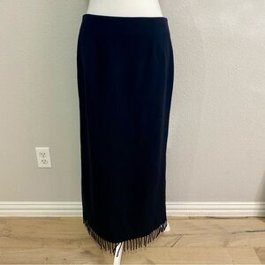 VTG Harold’s 100% Wool Fringe Maxi Skirt Size 12 Made in USA Dark Academia
